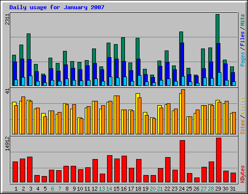 Daily usage for January 2007