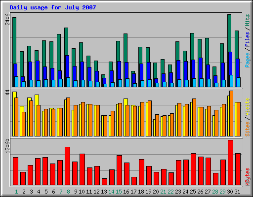 Daily usage for July 2007