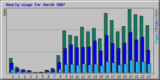 Hourly usage for March 2007